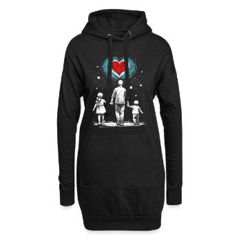 Fête des pères Meilleur papa aime les enfants Famille - Sweat-shirt à capuche long Femme - noir - Devant