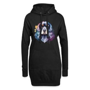 Cocker Spaniel Hund Cool Bunt Niedlich - Hoodie-Kleid - Schwarz - Vorne
