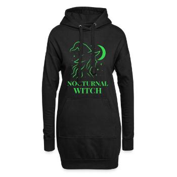 Nocturnal Witch mit Mond und Sternen Grün - Hoodie-Kleid - Schwarz - Vorne