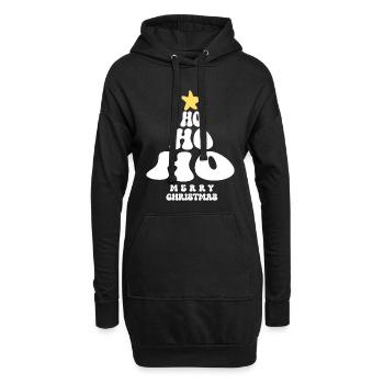 Merry Christmas HO HO HO Weihnachtsbaum Santa - Hoodie-Kleid - Schwarz - Vorne