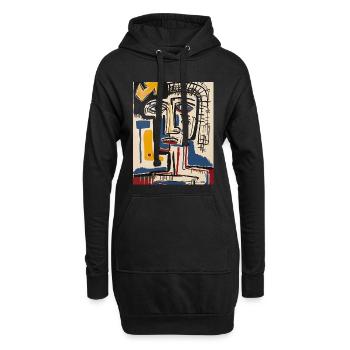 Portrait abstrait coloré cubiste - Sweat-shirt à capuche long Femme - noir - Devant