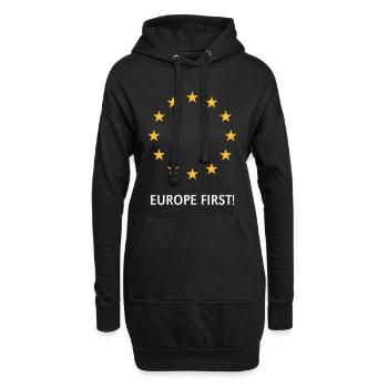 L’Europe d’abord ! L’Europe d’abord ! (2C) - Sweat-shirt à capuche long Femme - noir - Devant