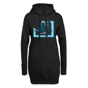 Wellen - Hoodie-Kleid - Schwarz - Vorne