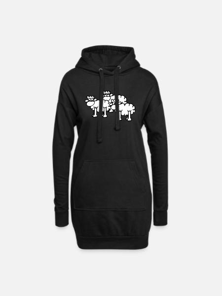 Schafe - Hoodie-Kleid - Schwarz