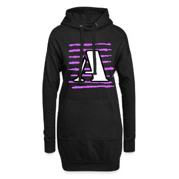 noir blanc violet rayé a - Sweat-shirt à capuche long Femme - noir - Devant