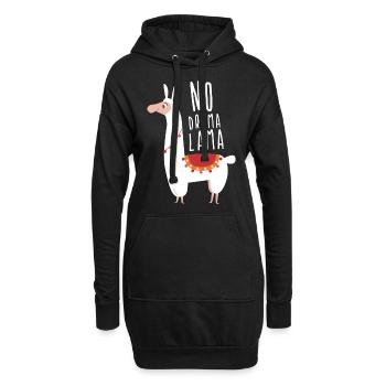 Lama, Lamas, Dramalama, Wortspiel, Spruch, lustig - Hoodie-Kleid - Schwarz - Vorne
