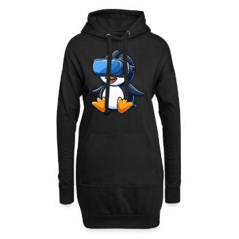 Pinguin VR Gamer Zukunft Science Fiction - Hoodie-Kleid - Schwarz - Vorne