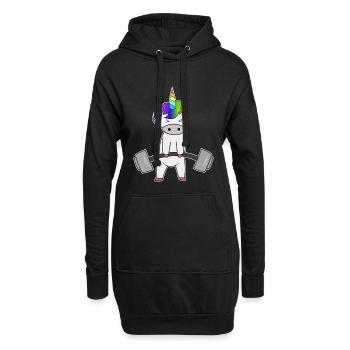 Cadeau d'entraînement de musculation haltère Licorne - Sweat-shirt à capuche long Femme - noir - Devant