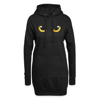 Yeux de chat jaune - Sweat-shirt à capuche long Femme - noir - Devant