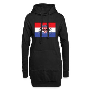 Zagreb - Hauptstadt mit GPS & Flagge - Hoodie-Kleid - Schwarz - Vorne