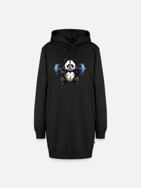 Panda Hantel Workout Fitness Bodybuilding - Hoodie-Kleid - Schwarz