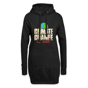 Climate Change is real - Hoodie-Kleid - Schwarz - Vorne