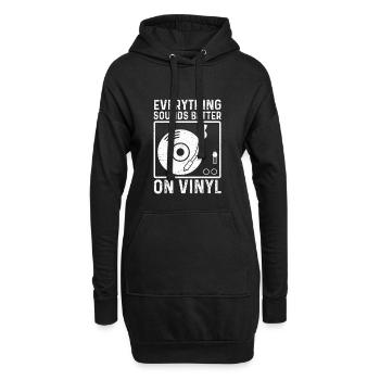 Everything Sounds Better On Vinyl - Musik - Hoodie-Kleid - Schwarz - Vorne