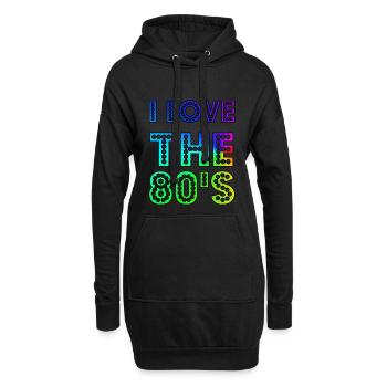 Ich liebe die 80er Jahre süß und lustig 80er Jahre Happy Love Geschenk Idee Design - Hoodie-Kleid - Schwarz - Vorne