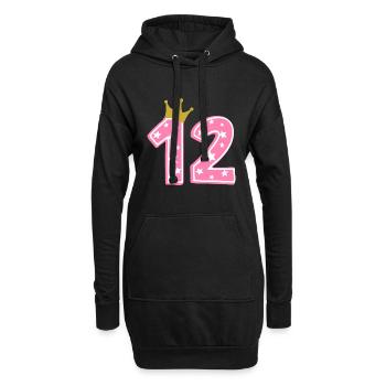 12 Krone 12. Geburtstag 12 Jahre - Hoodie-Kleid - Schwarz - Vorne