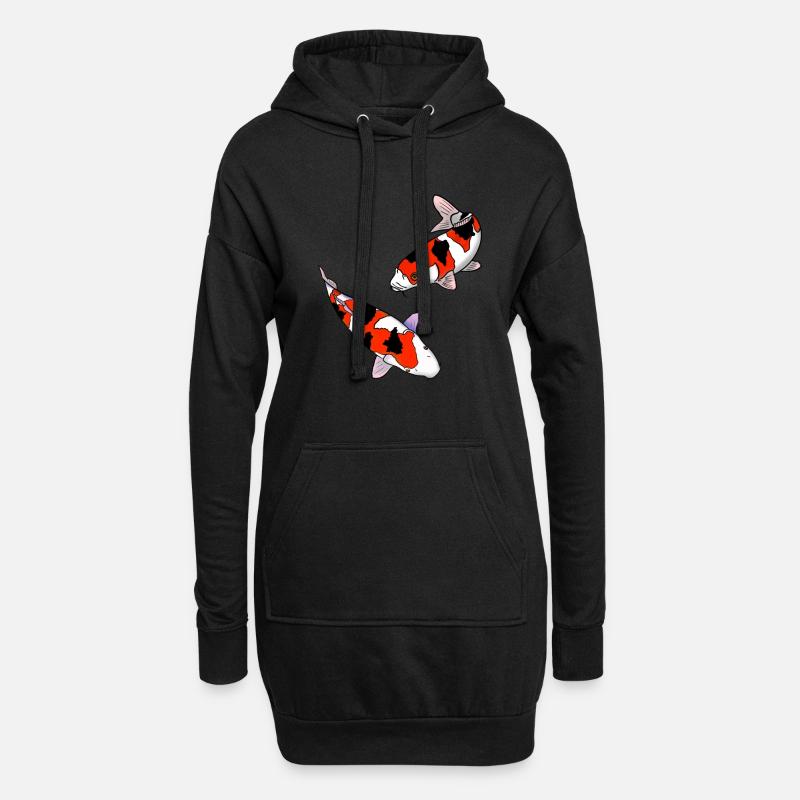 Koi-Karpfen - Hoodie-Kleid - Schwarz