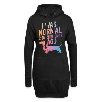Chien teckel - Sweat-shirt à capuche long Femme - noir - Devant