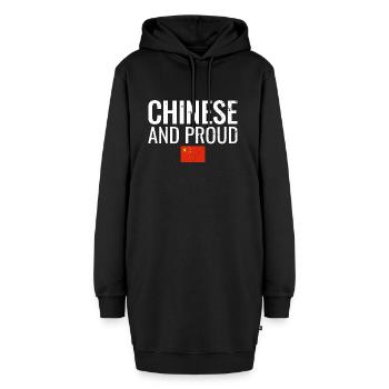 Drapeau chinois et fier de la Chine - Sweat-shirt à capuche long Femme - noir - Devant