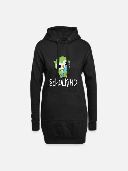 Kleine Eule - Schulkind - Hoodie-Kleid - Schwarz