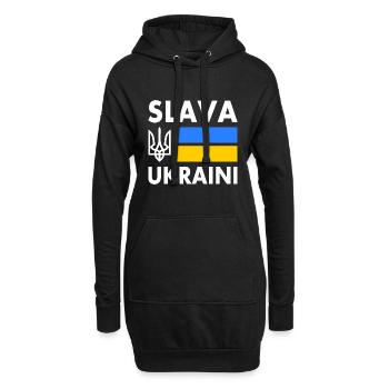 Slava ukraini - Sweat-shirt à capuche long Femme - noir - Devant