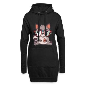 Doux raton laveur avec des lunettes de soleil - Sweat-shirt à capuche long Femme - noir - Devant