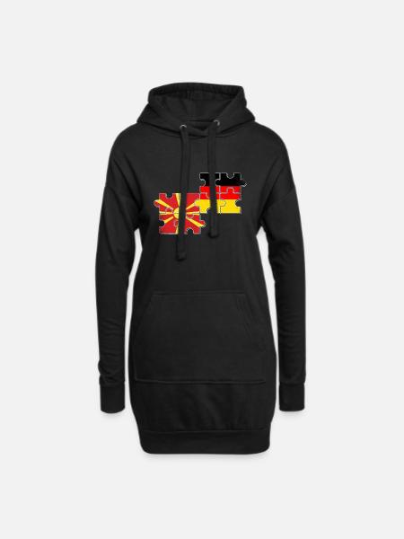 Nordmazedonien Deutschland Flagge - Hoodie-Kleid - Schwarz