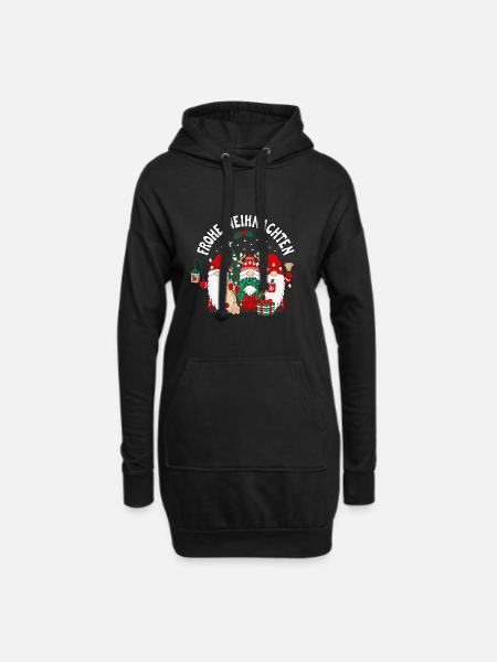 Frohe Weihnachten Wichtel Gnomies - Hoodie-Kleid - Schwarz