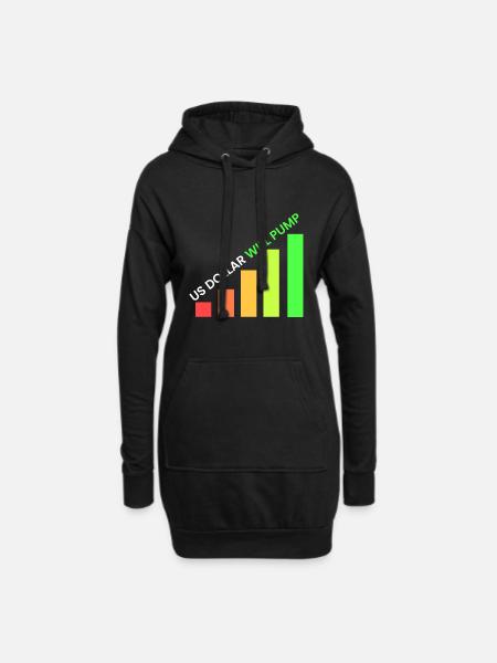 US Dollar wird pumpen - Hoodie-Kleid - Schwarz