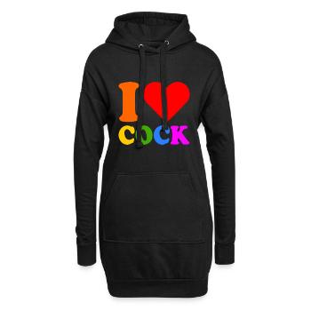 I love cock - Sweat-shirt à capuche long Femme - noir - Devant