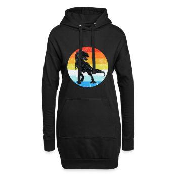 T-Rex Dinosaurier Retro Vintage - Hoodie-Kleid - Schwarz - Vorne