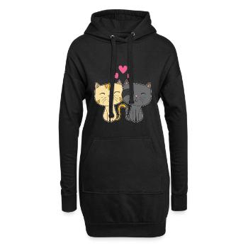 Süße Katze Rotes Herz Geschenk für ihn ihre Katze Liebhaber - Hoodie-Kleid - Schwarz - Vorne