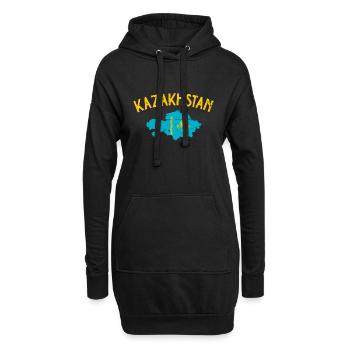 Kazakhstan Carte Kazakh Drapeau Kazakh - Sweat-shirt à capuche long Femme - noir - Devant