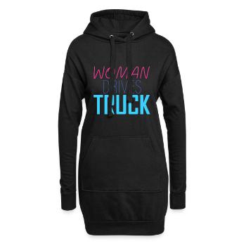 Frau fährt Lkw - Hoodie-Kleid - Schwarz - Vorne