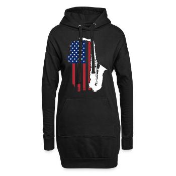 Saxophon USA Patriot - Hoodie-Kleid - Schwarz - Vorne