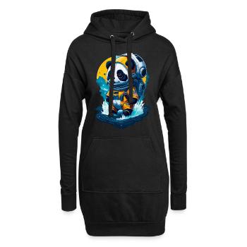 Niedlicher Panda-Astronaut - Hoodie-Kleid - Schwarz - Vorne