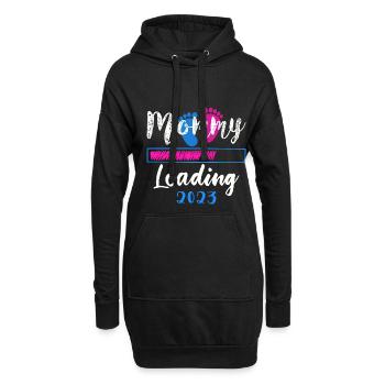 Mama loading 2023, werdende Mutter 2023 - Hoodie-Kleid - Schwarz - Vorne