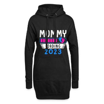 Mama loading 2023, werdende Mutter 2023 - Hoodie-Kleid - Schwarz - Vorne