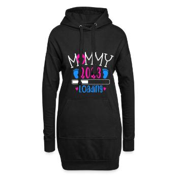 Mama loading 2023, werdende Mutter 2023 - Hoodie-Kleid - Schwarz - Vorne