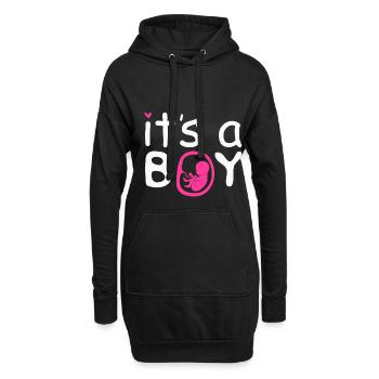 Schwanger, Es ist ein Junge, Schwangerschaft - Hoodie-Kleid - Schwarz - Vorne