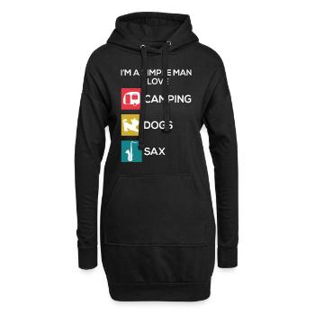 Saxophone Camping Chiens Hommes - Sweat-shirt à capuche long Femme - noir - Devant