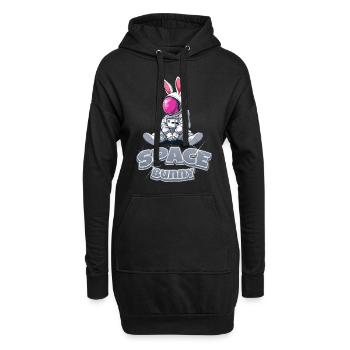 Lapin de l’espace - Sweat-shirt à capuche long Femme - noir - Devant