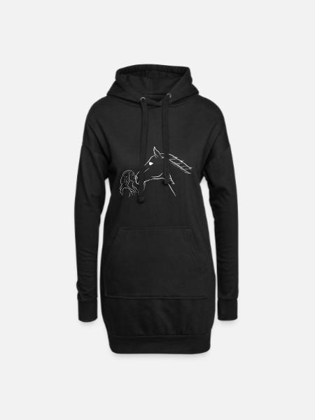 Amoureux des chevaux Cheval Embrasser les chevaux - Sweat-shirt à capuche long Femme - noir