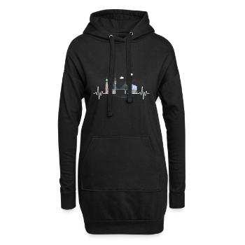 Hamburg Skyline Herzschlag Hamburger Elbe Norden - Hoodie-Kleid - Schwarz - Vorne