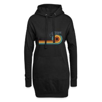 Katze Retro witzig - Hoodie-Kleid - Schwarz - Vorne