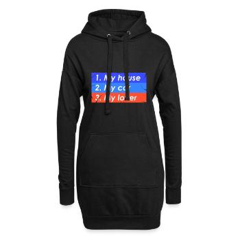 1. Mein Haus 2. Mein Auto 3. Mein Liebhaber - Hoodie-Kleid - Schwarz - Vorne