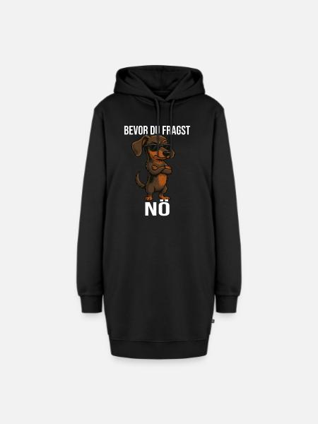 Bevor du fragst Nein mit süßem Dackel - Hoodie-Kleid - Schwarz