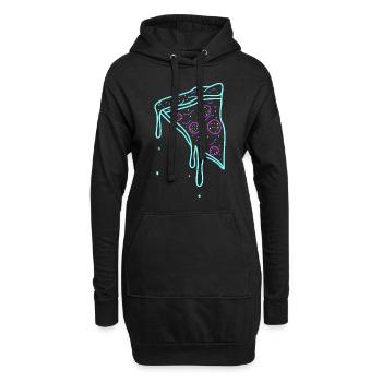 Neon Retro Pizza Time Geschenk - Hoodie-Kleid - Schwarz - Vorne