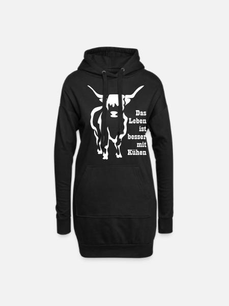 Kuh Kühe Rind Spruch Bauer Landwirt Leben Geschenk - Hoodie-Kleid - Schwarz