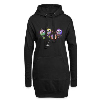 Moineaux rebelles oiseaux fous confiance en soi différent - Sweat-shirt à capuche long Femme - noir - Devant
