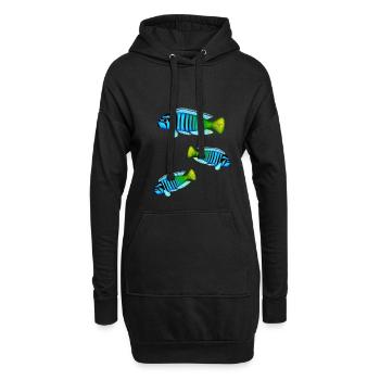 Perche Poisson Perche Colorée Malawi Africain - Sweat-shirt à capuche long Femme - noir - Devant